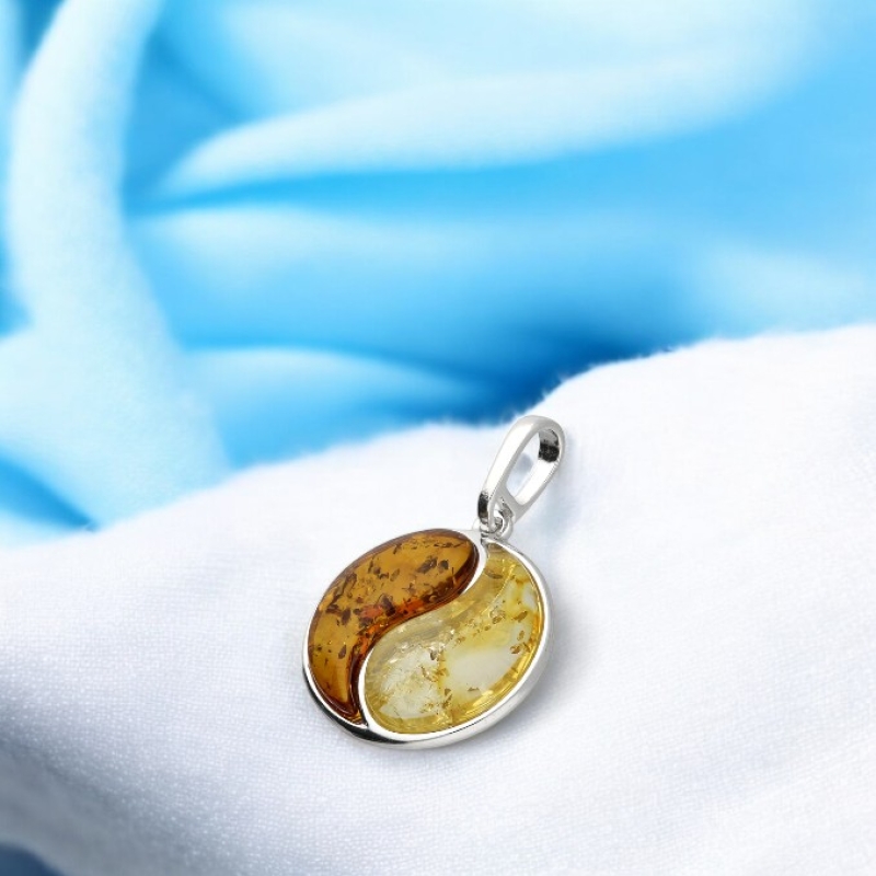 Amber Yin Yang Pendant