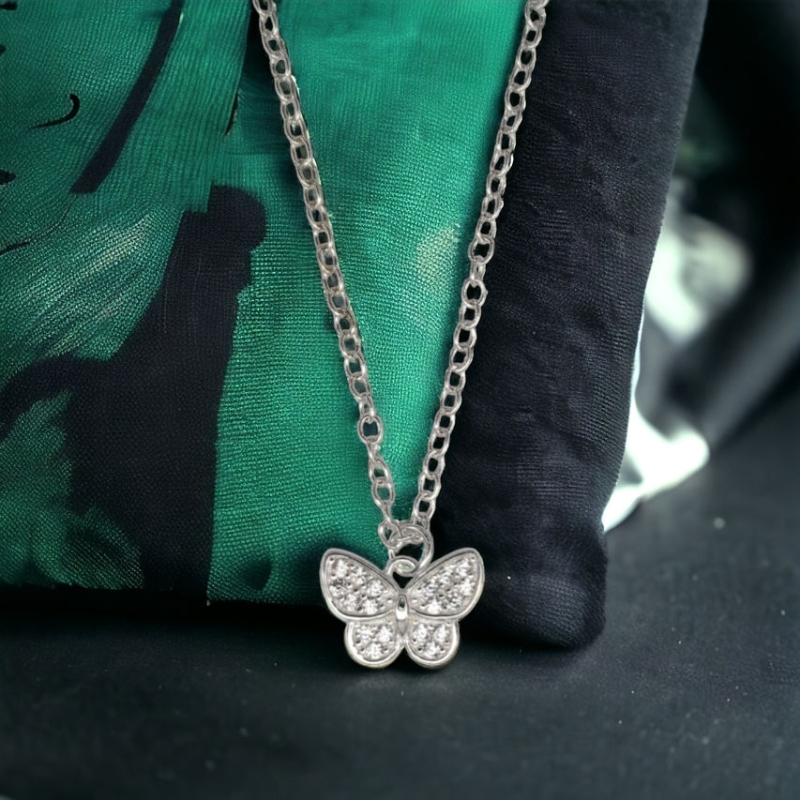 Cubic Zirconia Butterfly Pendant