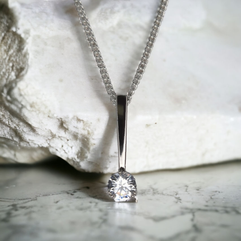 Cubic Zirconia Solitaire Pendant