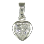 Cubic Zirconia Solitaire Heart Pendant