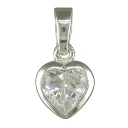 Cubic Zirconia solitaire heart pendant