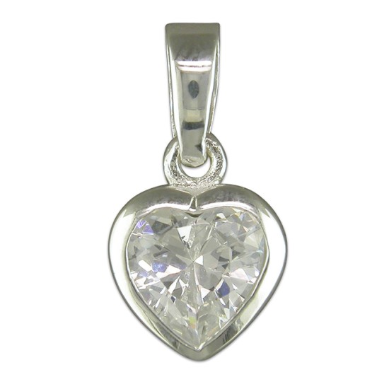 Cubic Zirconia solitaire heart pendant