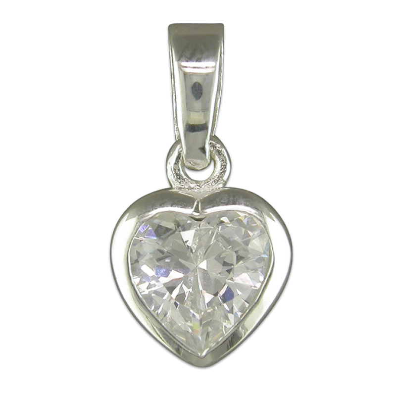 Cubic Zirconia Solitaire Heart Pendant