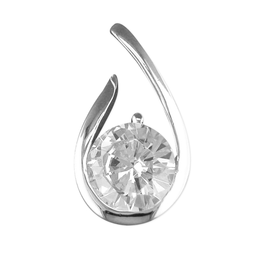 Cubic Zirconia Solitaire Teardrop Pendant