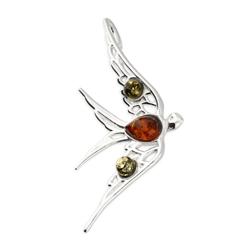Mixed Amber Swallow Pendant