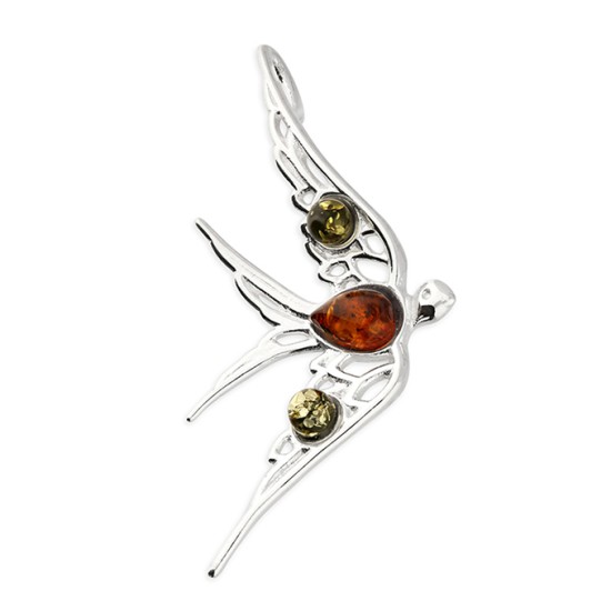 Mixed amber swallow pendant