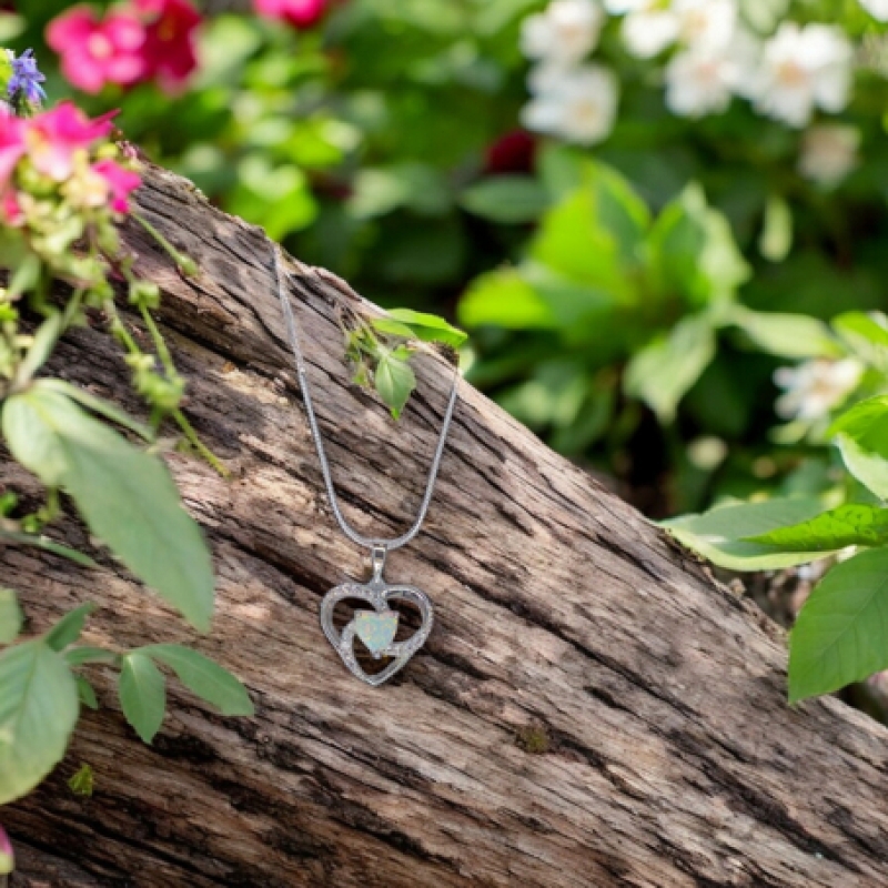 Opal Heart Pendant