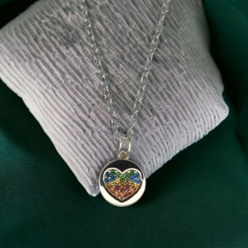 Cubic Zirconia Rainbow Heart Pendant Cubic Zirconia Rainbow Heart Pendant