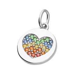 Cubic Zirconia Rainbow heart pendant