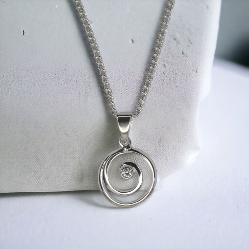 Cubic Zirconia Spiral Pendant