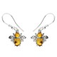 Amber bee earrings