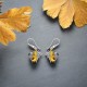 Amber bee earrings