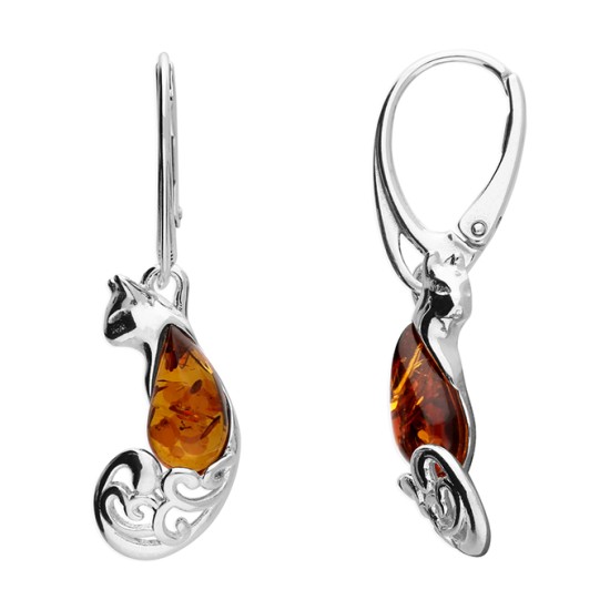 Amber cat earrings