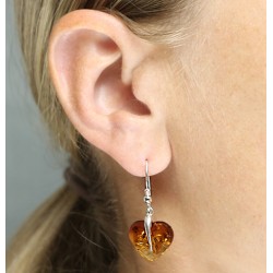 Amber heart earrings