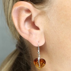 Amber heart earrings