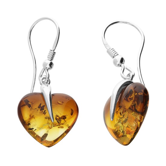 Amber heart earrings