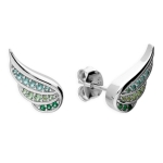 Green Cubic Zirconia Wing Earrings