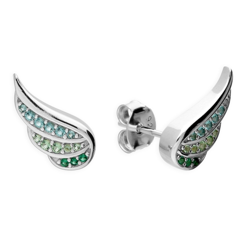 Green Cubic Zirconia Wing Earrings