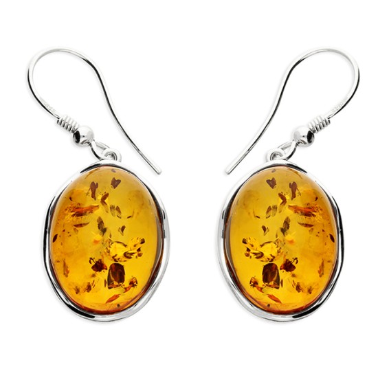 Large amber oval earrings