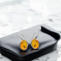 Large amber oval earrings