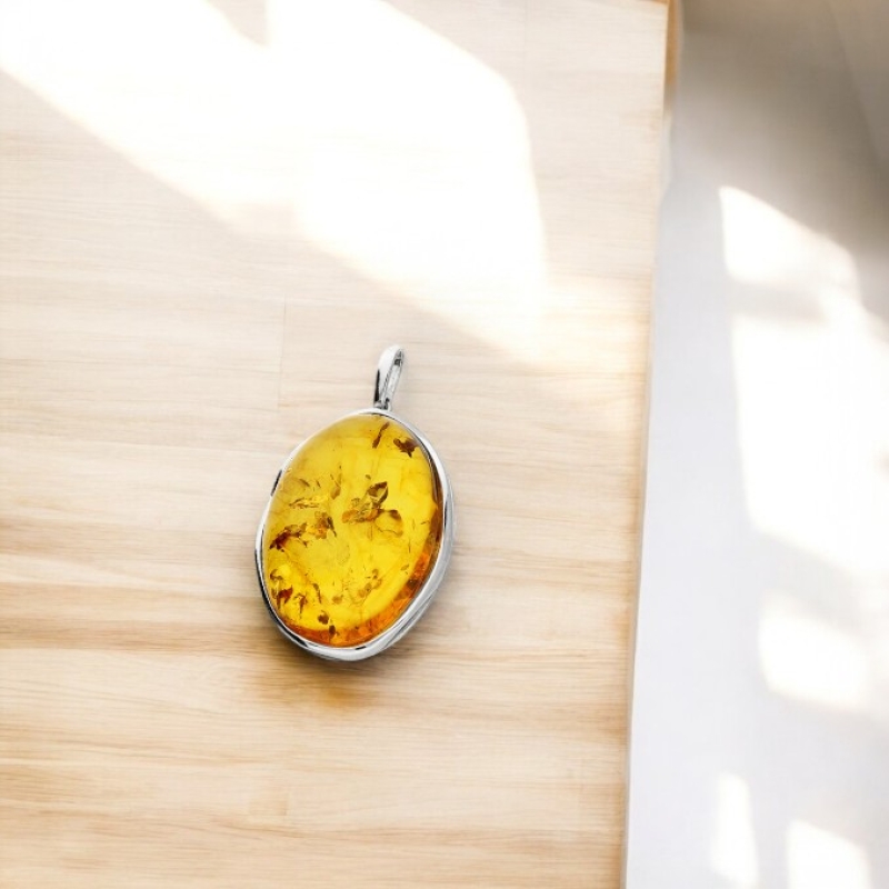 Large Amber Oval Pendant Large Amber Oval Pendant