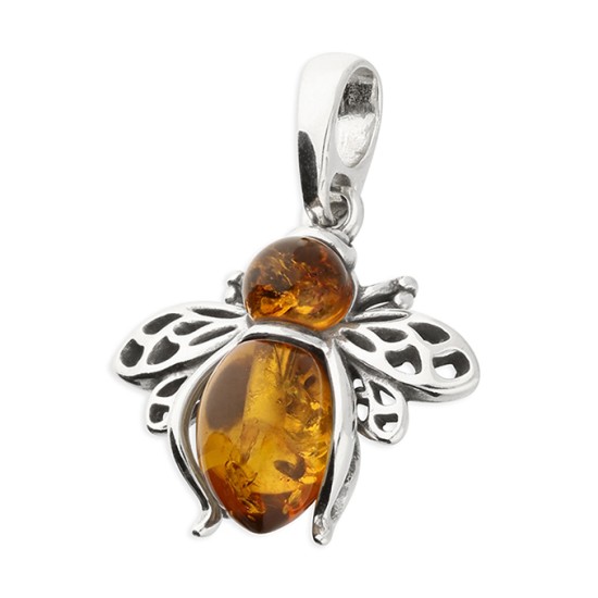 Amber bee pendant