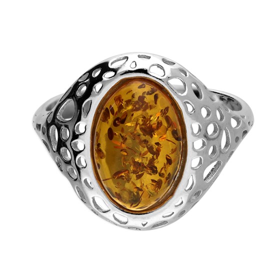 Amber oval ring