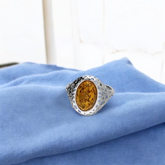 Amber oval ring