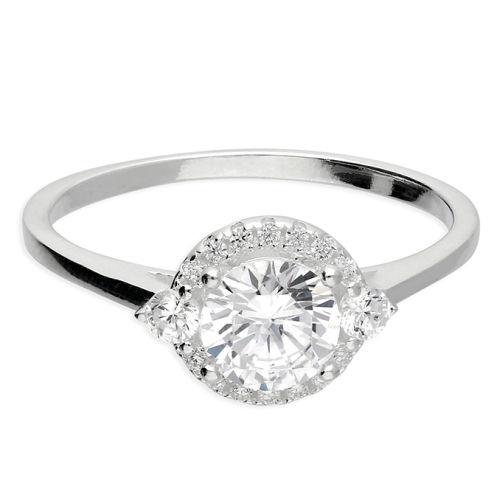 Cubic Zirconia Halo Cluster Ring