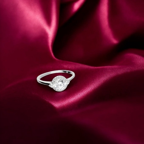 Cubic Zirconia Halo Cluster Ring