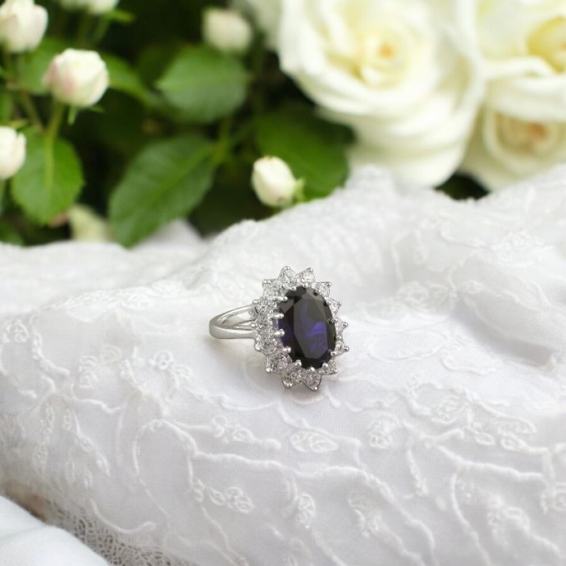 Sapphire And Cubic Zirconia Ring