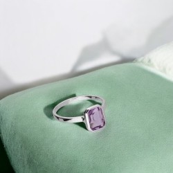 Amethyst rectangle ring