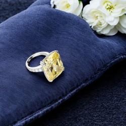 Canary yellow cushion cut ring