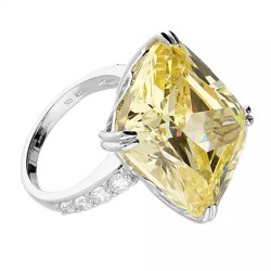 Canary yellow cushion cut ring