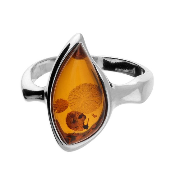 Amber abstract ellipse ring