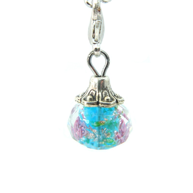 Clear Blue Flower Crystal Dangle