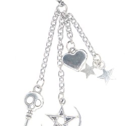 Skull and star charm dangle