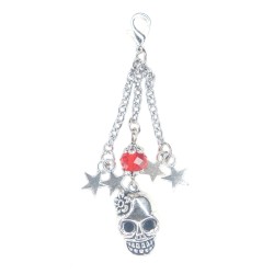 Skull and crystal charm dangle
