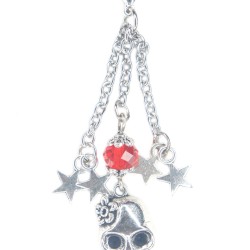 Skull and crystal charm dangle