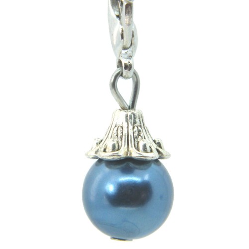 Blue metallic shimmer ball dangle