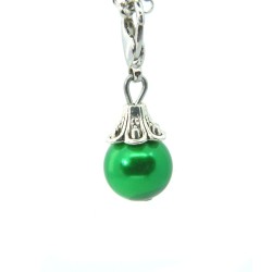 Apple green metallic shimmer ball dangle
