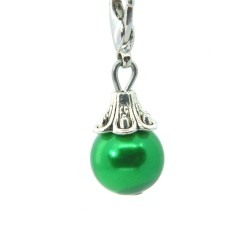 Apple green metallic shimmer ball dangle