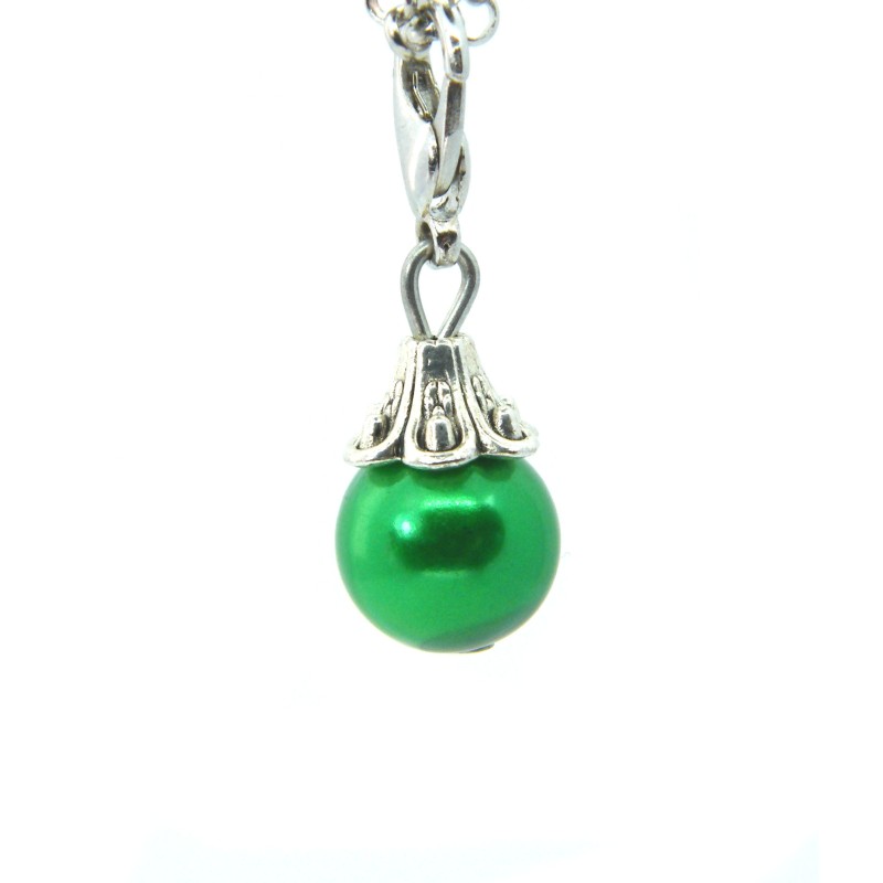 Apple Green Metallic Shimmer Ball Dangle
