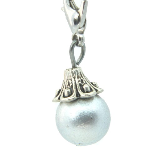 Silver metallic shimmer ball dangle