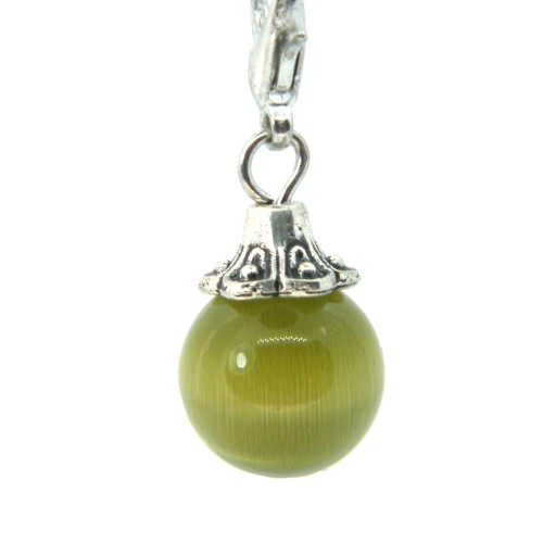 Olive green glass ball dangle