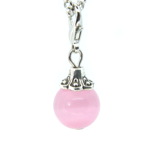Pale pink glass ball dangle