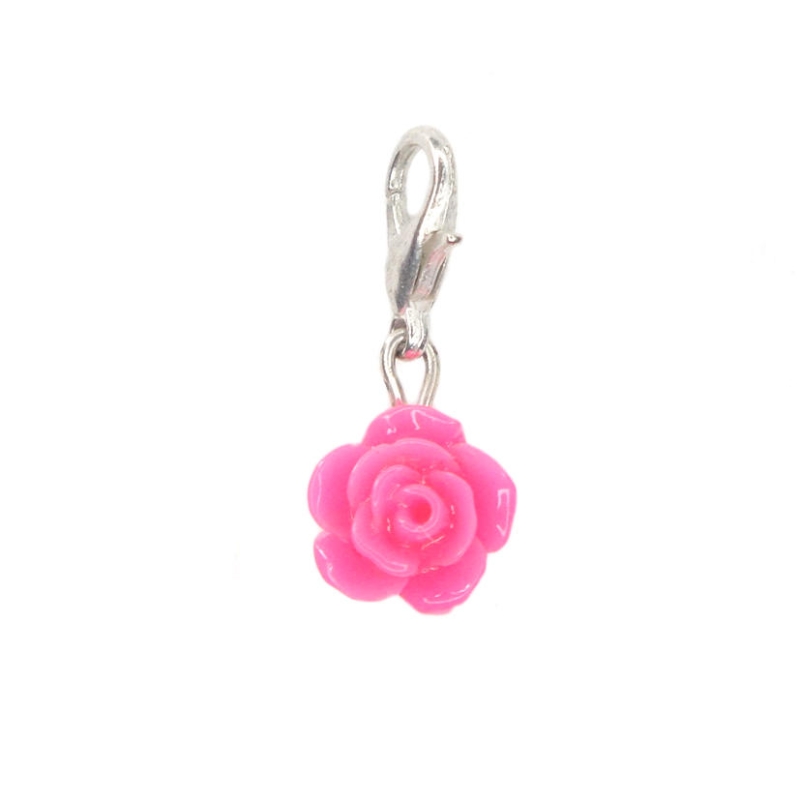 Florescent Pink Rose Dangle