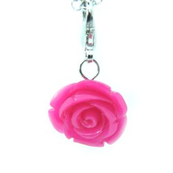 Bright pink rose dangle