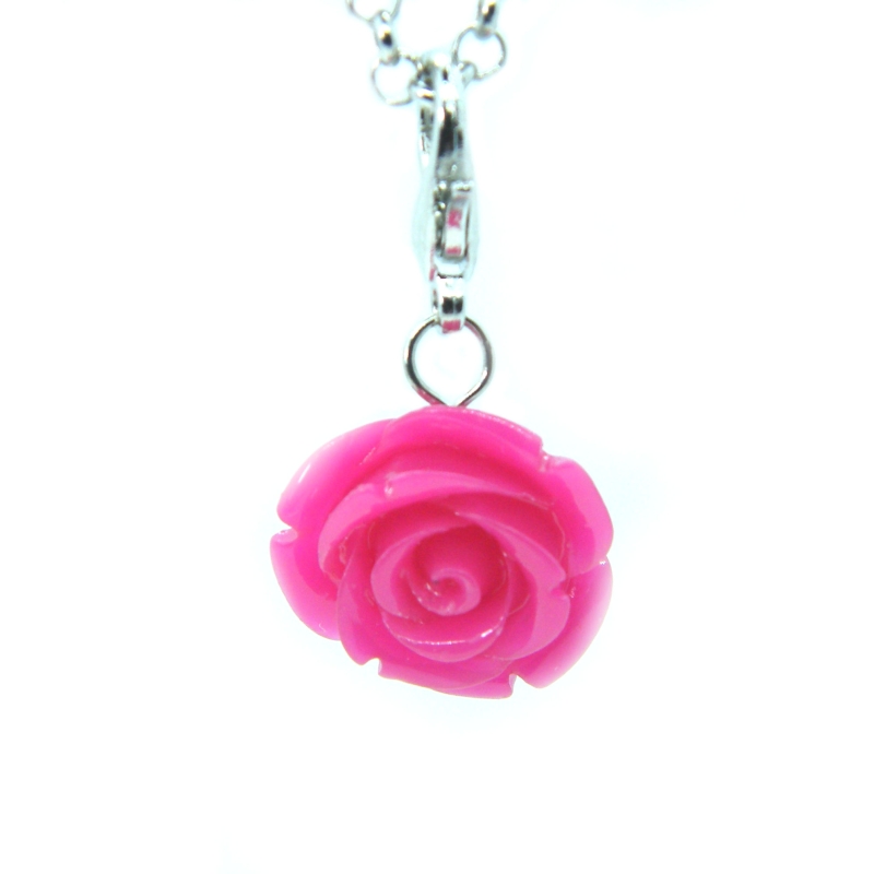 Bright Pink Rose Dangle