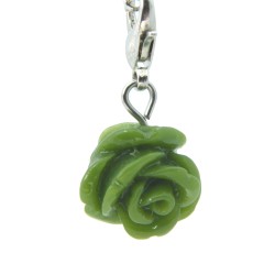 Olive green rose dangle